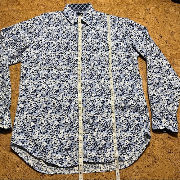 Tailorbyrd Men’s Abstract Pattern Long Sleeve Flip Cuff Button Down Shirt Sz M - Picture 10 of 12